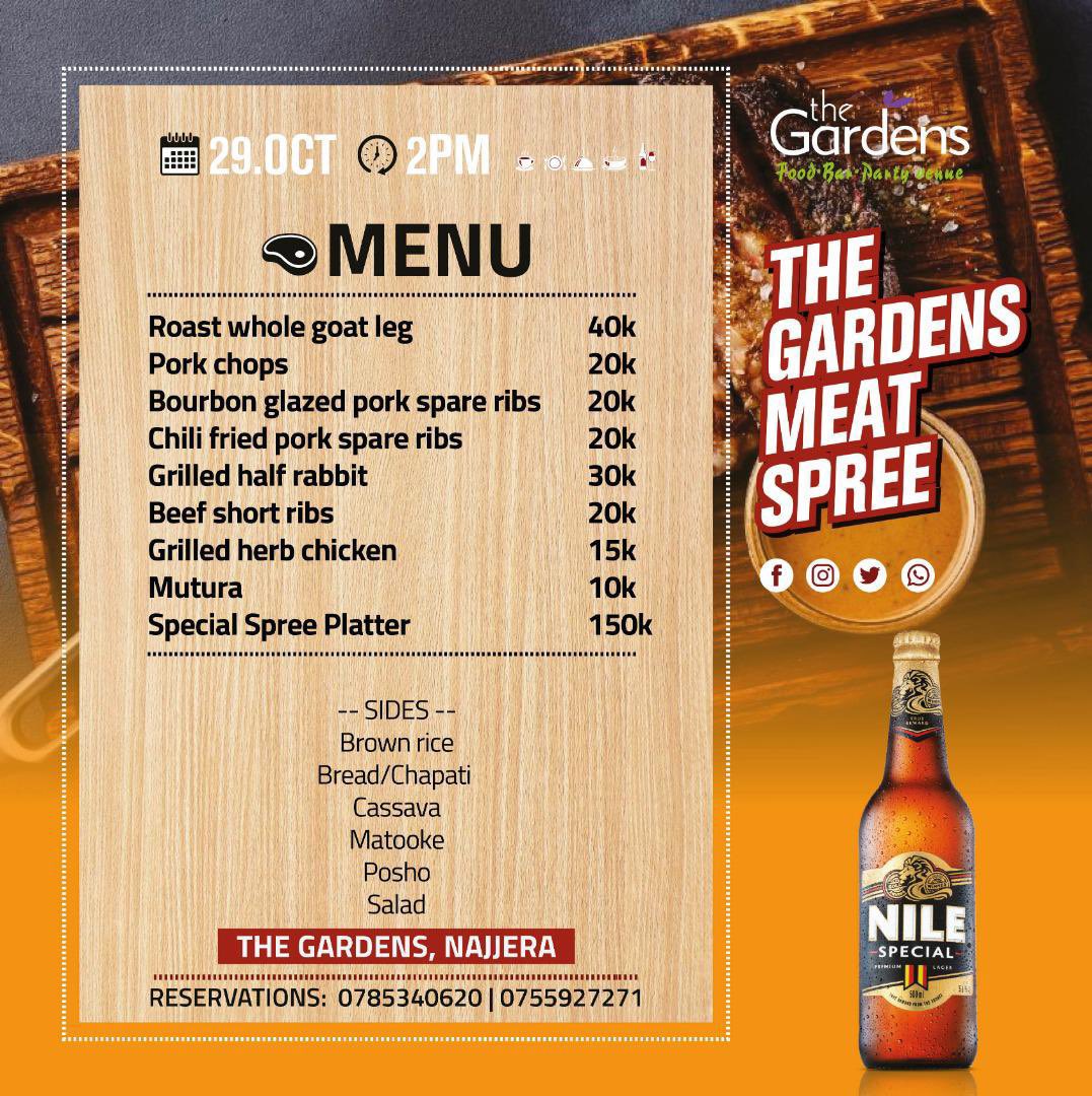 #TheGardensMeatSpree kicks off at 2pm today, and here’s what we’ve got on the grill for you😃🥩 Sets from @cissethedeejay, @DeejayMujo1 and @djslaughterelly🔥