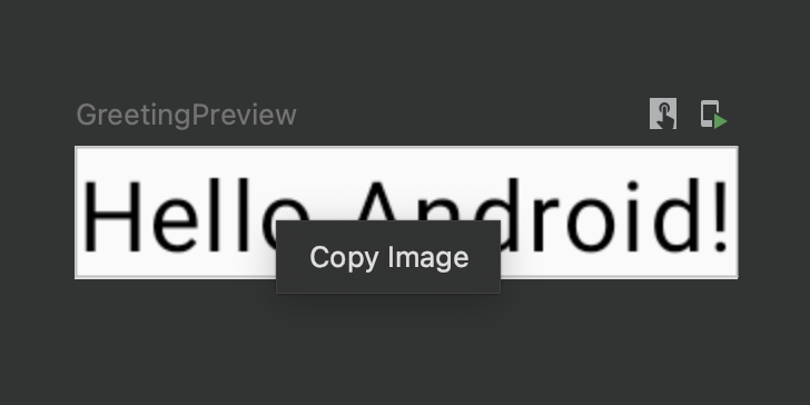 thelumiereguy's tweet photo. Was going through the Android Studio's source and that's when I came across super useful feature (for me). 

You can apparently Right click on the Composable preview, and it'll automatically copy the preview to clipboard. 

(No more screenshots) :D https://t.co/UWnjxtSLk7