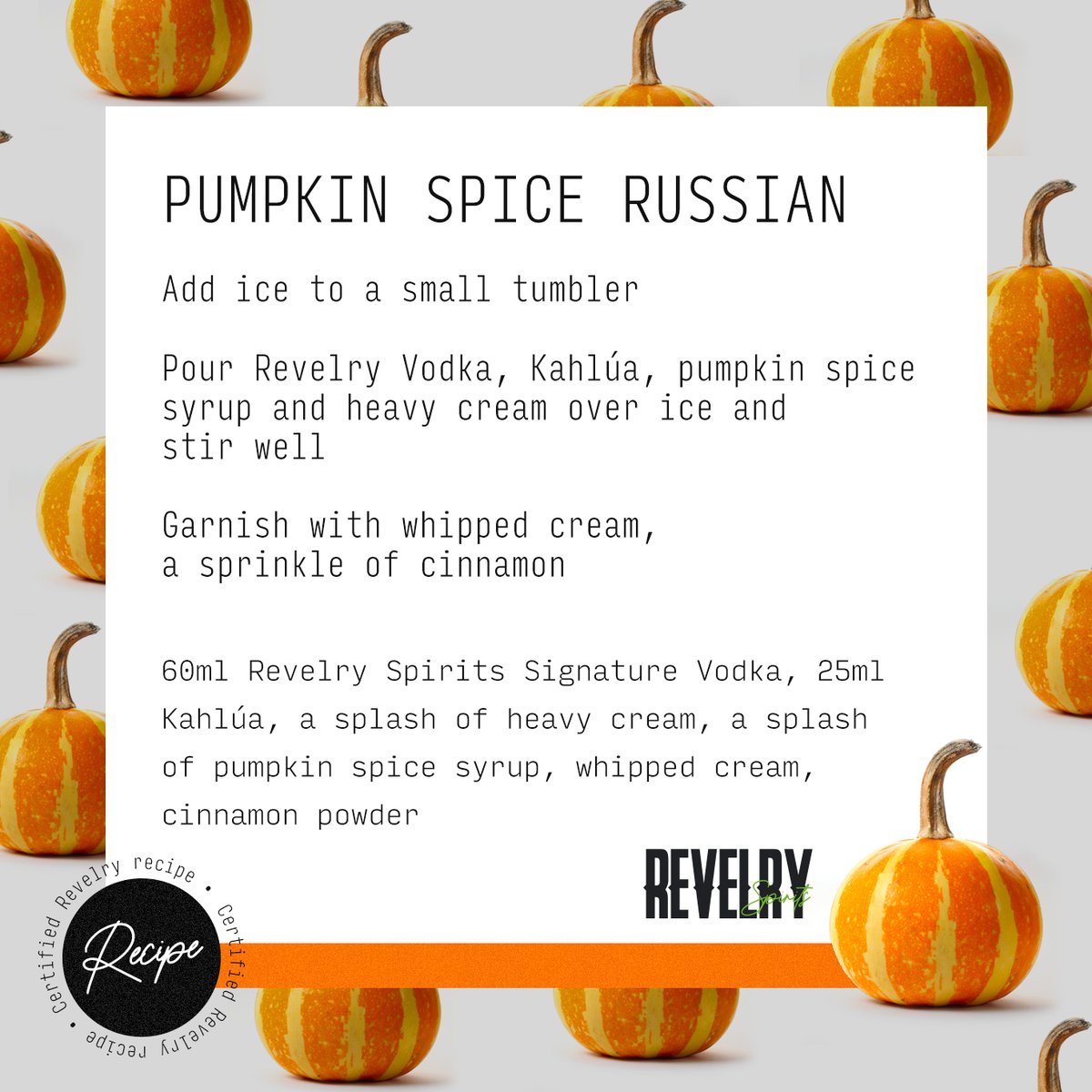 Trick or treat!

Why not try our Pumpkin Spice Russian cocktail this weekend 🎃