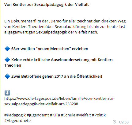 _ElternNetzwerk's tweet photo. Von Kentler zur Sexualpädagogik der Vielfalt

zum Film
➡️https://t.co/e4C3Vb0I1v

⬇️
https://t.co/QYo2TzLr6B https://t.co/hmjPW5C05h