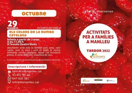 Temps de castanyes, temps de tradicions i temps de... rumba catalana! 🎶💃

Avui dissabte 29/10 a les 11 h, a l'escola Quatre Vents, descobrirem en família aquest estil musical.

#Manlleu #manlleueja #tallermusical #rumbacatalana #dissabtesenfamilia #activitatsenfamilia #xarxampa