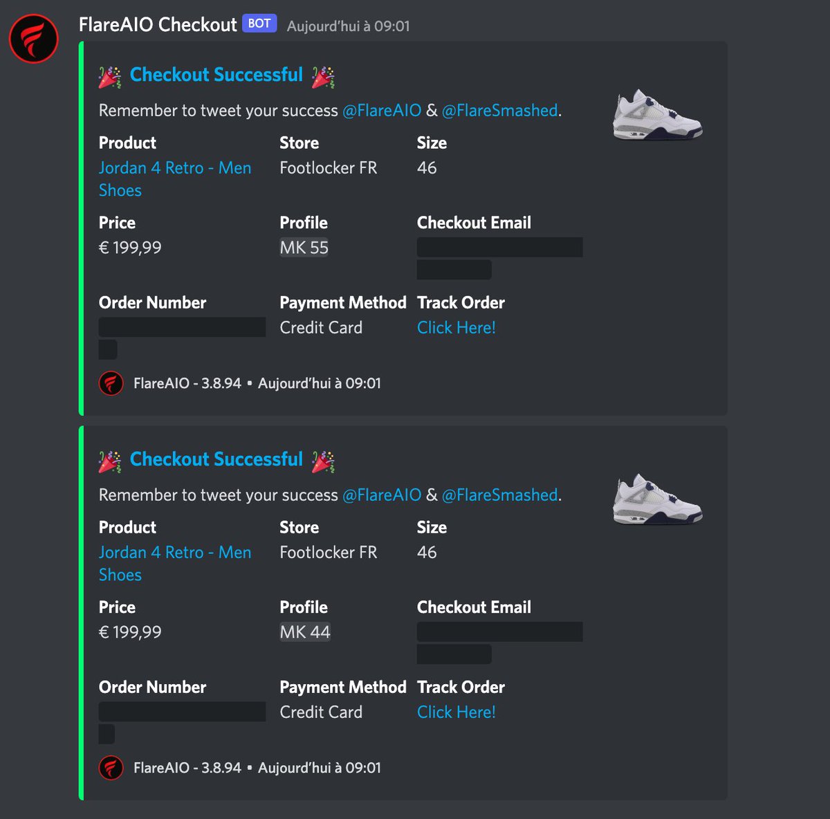 MK (@mksnkrs_) on Twitter photo good morning, little success to start the day 😅
🤖 : <a href="/FlareAIO/">Flare</a>
📡 : <a href="/Roundproxies/">Roundproxies</a> <a href="/BlueMagicProxy/">Blue Magic Proxies</a>
🔌 : <a href="/EscapeNotify/">Escape</a> <a href="/ErrorFrance/">Error_France</a>
☁️ : <a href="/TheCloudACO/">Cloud ACO</a> good morning, little success to start the day 😅
🤖 : <a href="/FlareAIO/">Flare</a>
📡 : <a href="/Roundproxies/">Roundproxies</a> <a href="/BlueMagicProxy/">Blue Magic Proxies</a>
🔌 : <a href="/EscapeNotify/">Escape</a> <a href="/ErrorFrance/">Error_France</a>
☁️ : <a href="/TheCloudACO/">Cloud ACO</a>