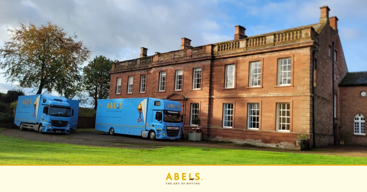 AbelsMoving's tweet photo. Our well renowned Abels vans are looking beautiful against the autumn sky during National Lorry Week.
Our team were in Penrith, Cumbria with four vans and one trailer to support our clients move out of their beautiful country estate.
#Abels #BlueVan #NationalLorryWeek https://t.co/E9YpF93d3C