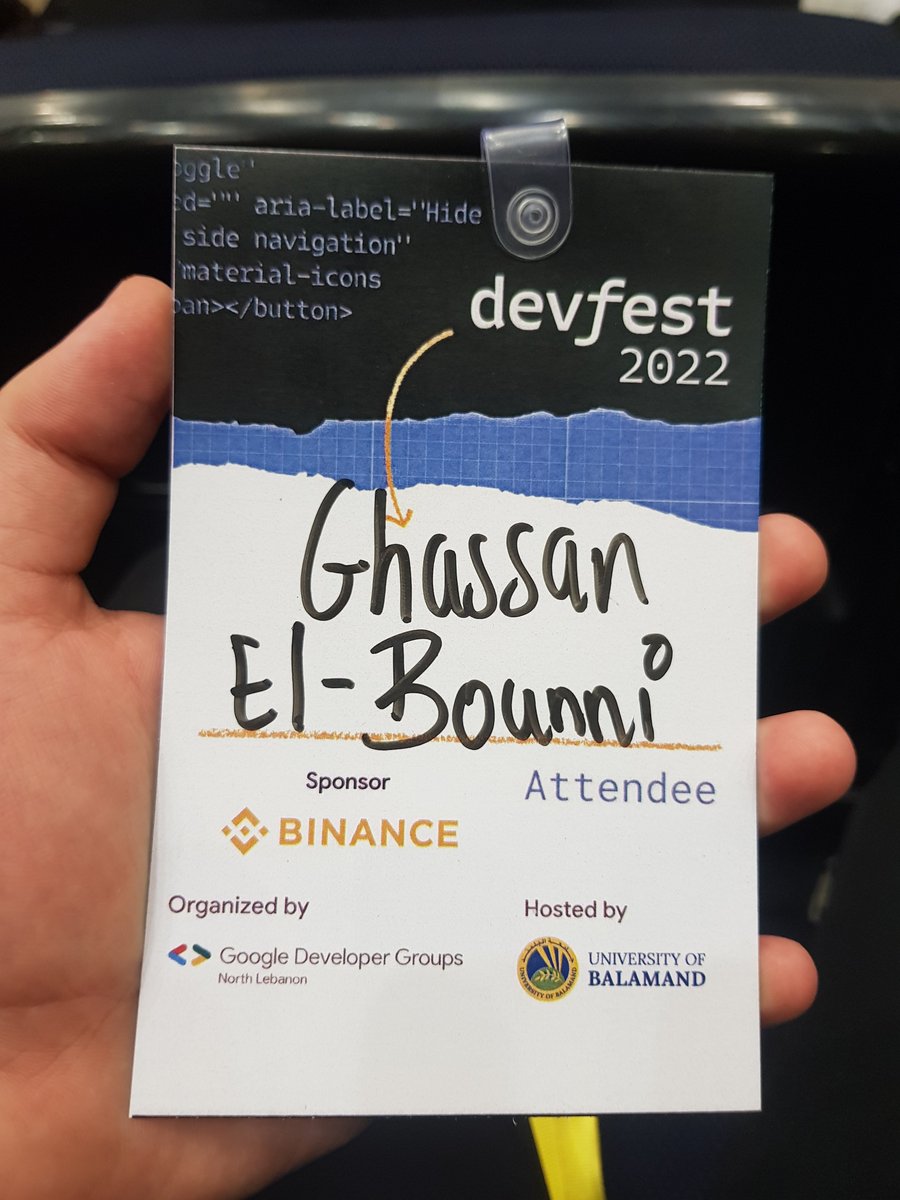 ghassanb12's tweet photo. I'm very honored to be a part of this special event ! 
@DevFestLebanon
@BinanceArabic 
#devfestlebanon
#binanceAtDevfest https://t.co/5l6HNAS3JP