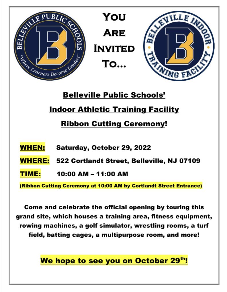 GarfieldSuper_'s tweet photo. IT'S FINALLY HERE! The official grand opening of the Buccaneer Indoor Training Facility! Stop by for the 🎀 cutting ceremony and some Swag! Special guest dignitaries will join us at 10am. See you soon. @BucsFacility @SenMTeresaRuiz @DrAllenMcMillan @belleville_ps @Belleville07109 https://t.co/EIfM9eirjm