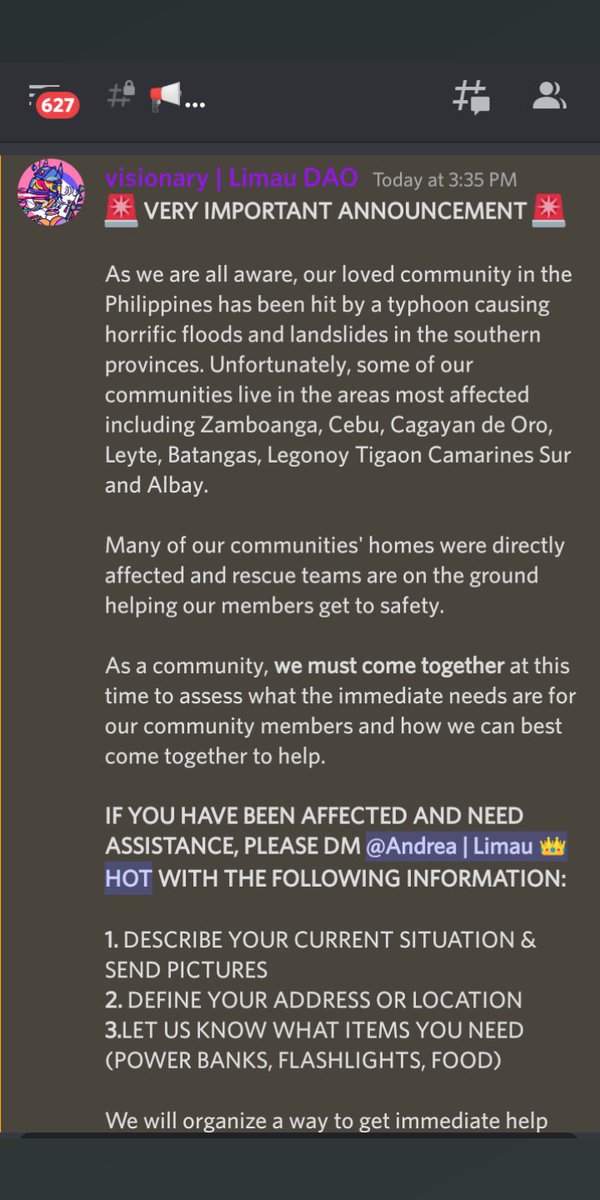 Sandypandii's tweet photo. Let's keep supporting our friends like my community @LimauDAO does.
๐
For those who are affected with a Typhoon Paeng in PH.
.
.
Thank you to my wonderful community @Kenimagines1964 @shivaraso @iara_modarelli ๐๐
#Bekind #philipines #LimauDAO #Limaucians https://t.co/Baxvawxy2X