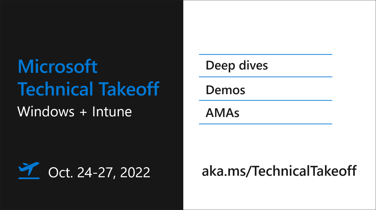 JamesvandenBerg's tweet photo. If you Missed Microsoft Technical Takeoff: Windows and Microsoft Intune πβ
Don't worry you can watch them on-demand here
https://t.co/plwm1VlHFA
Awesome sessions π
#Windows11 #Windows10 #Intunes #EdgeInsiders #WindowsInsiders #WIMVP https://t.co/IPzkC9Ku8V