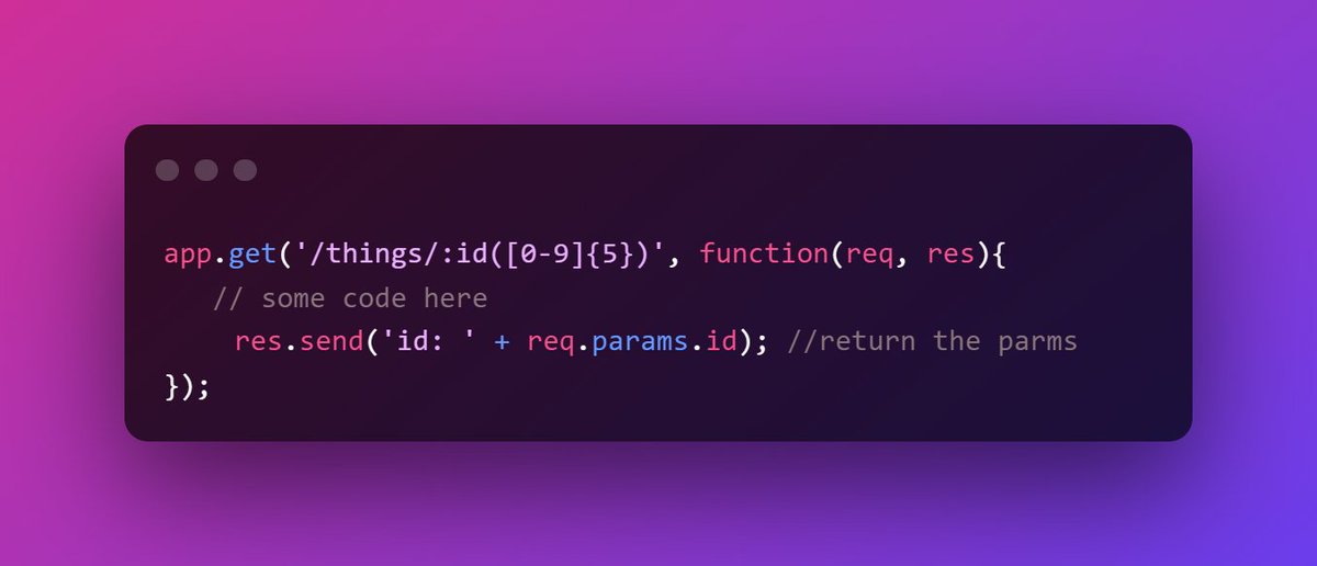 @3rixs @100xcode Ya so, 
in the 2nd the last route was fiddling with some regex.

▶ assume you need the id to be a 5-digit long number. You can use the following route definition