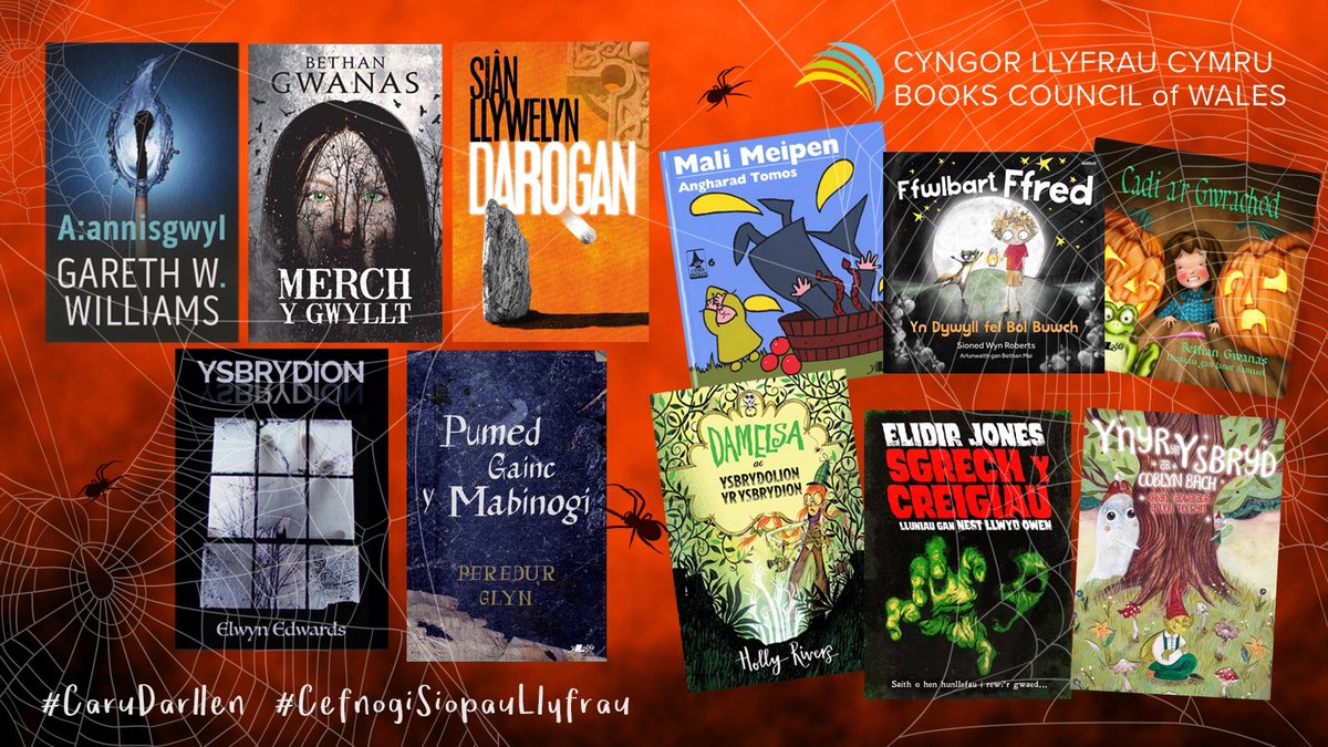 LlyfrauCymru's tweet photo. 🎃Llyfrau i godi gwallt - ar gael nawr, neu ar y ffordd yn fuan, i’ch siop lyfrau leol.

🎃Galwch draw!

#CaruDarllen #CefnogiSiopauLlyfrau #CalanGaeaf https://t.co/Uu3WVyfHRM