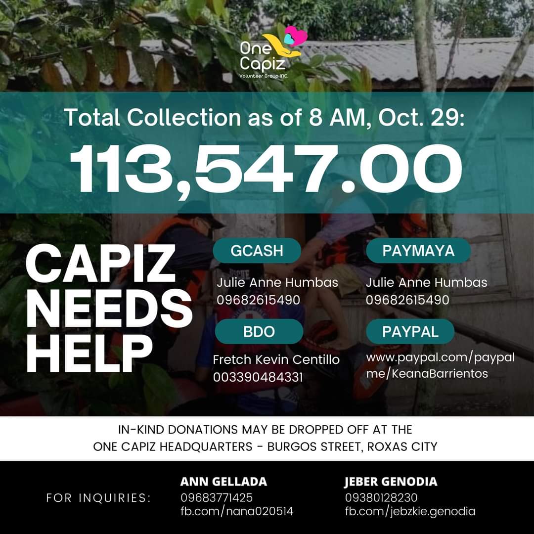 110899_'s tweet image. hello, a rt would help 🥹, sharing some capiz-based donation drives you can donate to para sa mga victims of typhoon paeng

flood pics are from PDRRMO Capiz 

#PaengPH #BagyongPaeng
#CapizNeedsHelp