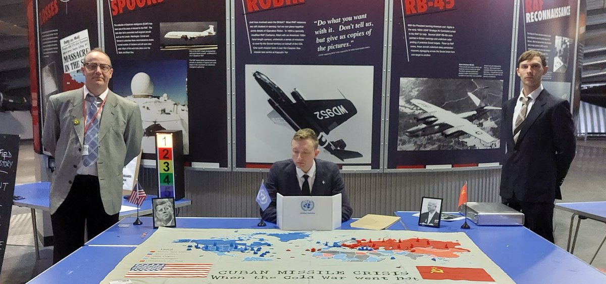 foreignfieldlhg's tweet photo. Today we're at the RAF Museum Midlands with our last show of the year Play Your Own Cuban Missile Crisis. Come on down and try to save the world, or destroy it! We're in the Cold War hangar, under the Handley Page Victor! @RAFMUSEUM #Cosford #History #ColdWar https://t.co/KI5SXl6NMs