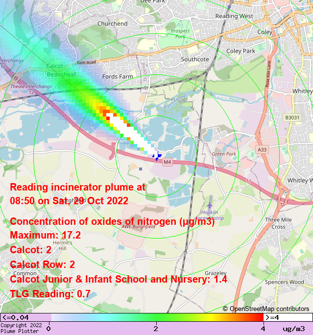 plumeplotter's tweet photo. Latest Reading incinerator plume plot, 08:50 29/10/22 #Calcot #CalcotRow #TLGReading https://t.co/UMDB23CVYR https://t.co/Ub223eyrLC