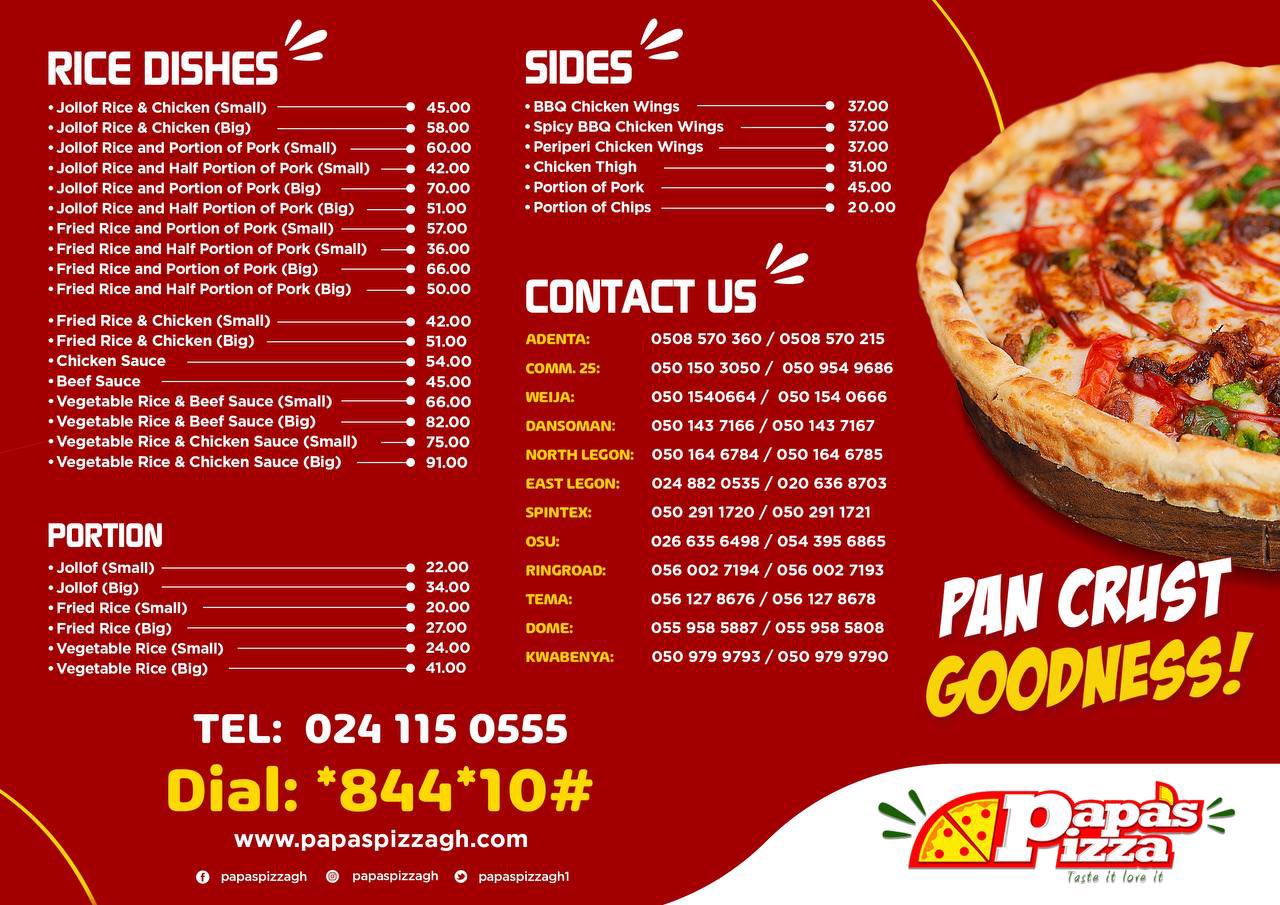 Papa's Pizza GH on X: Our New Price List🥹🍕  / X