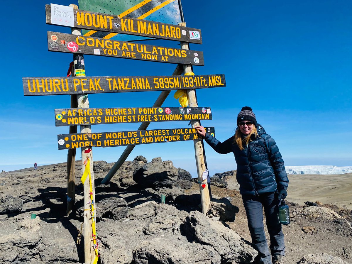 SarahBallinger1's tweet photo. We did it! 🏔#kilimanjaro Thanks to everyone for your kind donations and support. @CamAllianceGrp @GlamBrewingCo Hardest but the most magical experience 😄@2wishcharity https://t.co/wkIfGZ2hxA