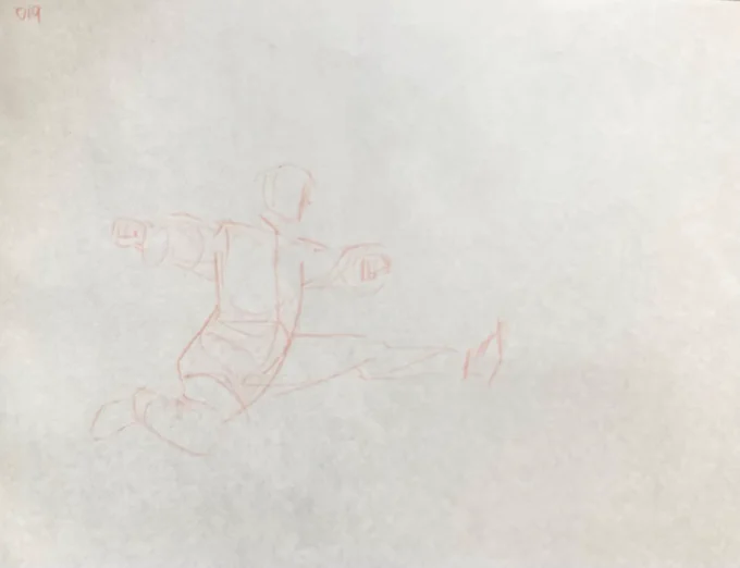 ジェスドロ19回目。中国拳法のモデルさんで楽しく描けました。他の方のジェスドロとくらべると私のドローイング消え入りそうにうすいな…019#ジェスドロパーティ#GESDRAWParty 