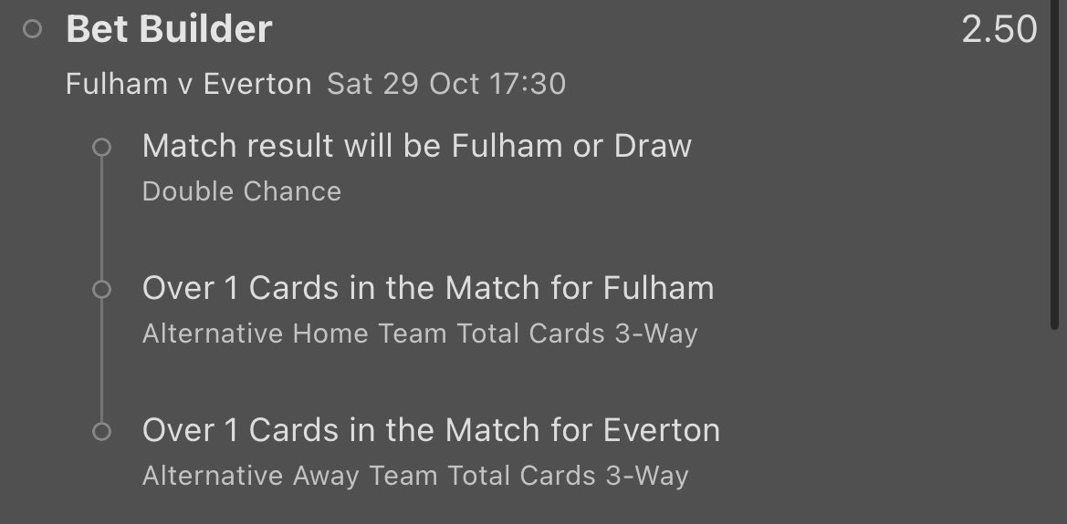 Box2BoxTips's tweet image. FULHAM V EVERTON TREBLE @ 2.5

Highest card pg referee this weekend with 2 of the highest card pg teams in the league. Along with Fulham/Draw based off their recent good form I believe 2.5 is a good return.

3u returns 4.5u profit 💰