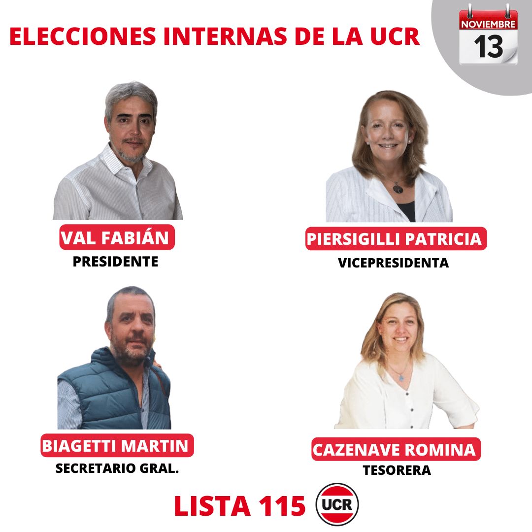 Este 13 de noviembre acompañanos con tu voto. #EsAhora
#Lista115

<a href="/Val_Fabian/">Fabián</a> 
<a href="/PPiersigilli/">Patricia Piersigilli</a> 
<a href="/BiagettiMartinP/">Biagetti Martin</a> 
<a href="/CazenaveRomina/">Romina Cazenave</a>