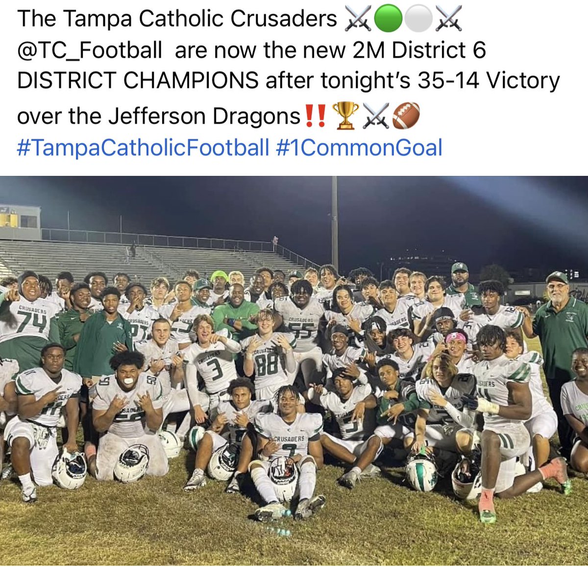 JeremyP_DE's tweet photo. After last nights win against Jefferson, naming us 2M District 6 Champions. I’m headed to SIU this morning at 4am to make a game day visit with SIU @JerisMcIntyre @CoachMcClain73 @SIU_Football @SIUSalukis @2_adjames @CoachDGibson @CoachMcelvaney #SIUfootball#RiseandShine #BeatUNI https://t.co/hQnMvgGvrp