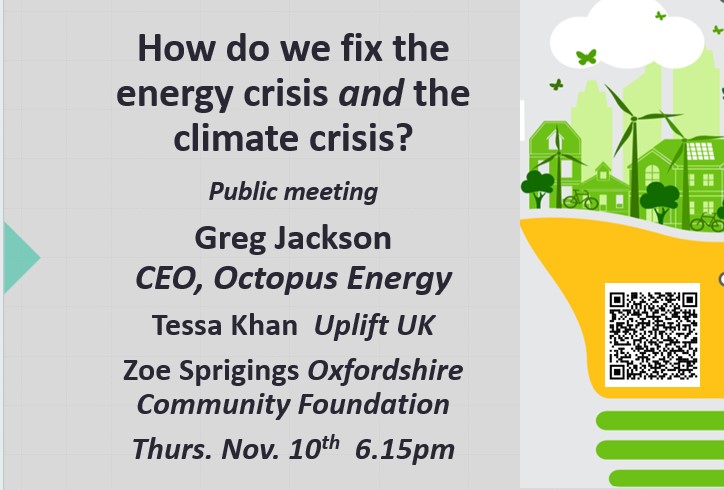 How do we fix the energy crises and the climate crisis?

Well, come to a meeting with Greg Jackson, the CEO of Octopus Energy (amongst others) and hear his perspective on this.

Thursday 10th November at 6.15pm, book your free ticket in the link below...

eventbrite.co.uk/e/how-do-we-fi…