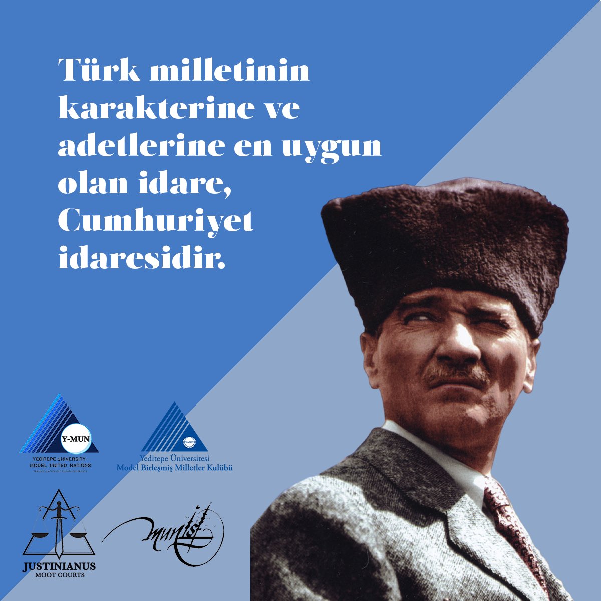 ymunconference's tweet photo. Cumhuriyetimiz 99 yaşında! 

Bağımsızlık mücadelesinin cumhuriyetin ilanıyla taçlandığı 29 Ekim Cumhuriyet BayramınıYeditepe Model United Nations olarak kutlarız!

Bu uğurda başta Gazi Mustafa Kemal Atatürk ve silah arkadaşlarını saygı ve özlemle anıyoruz. https://t.co/UISObPHRGt