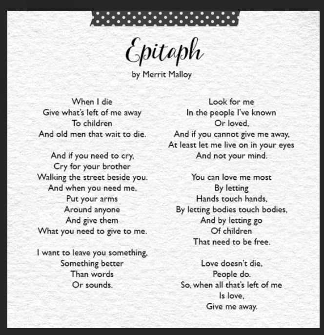 MusicSamuelson's tweet photo. #poetry #epitaph #merrit malloy https://t.co/enbqFfKhBg