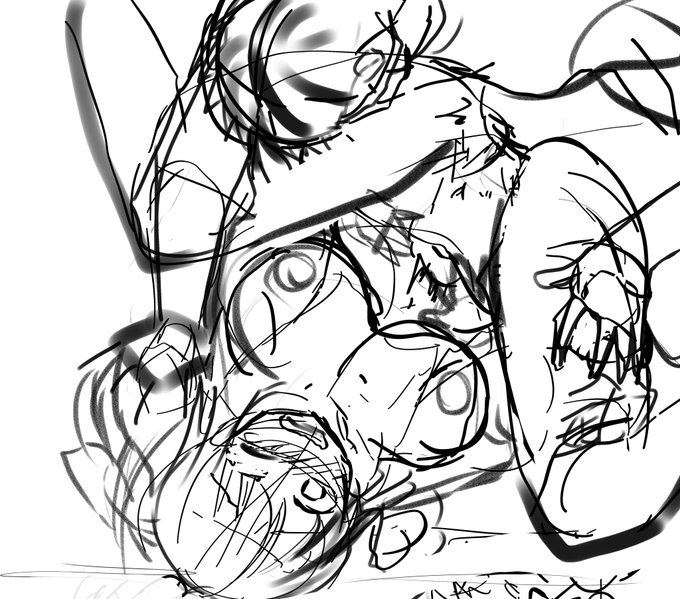 エロ漫画のラフから下書作れないかなと思ったが、描いた方が早い…(奇形注意)1枚目:元2～4枚目:AIちゃんのラフ#NovelAIDiffusion #NovelAI #AI #イラスト 