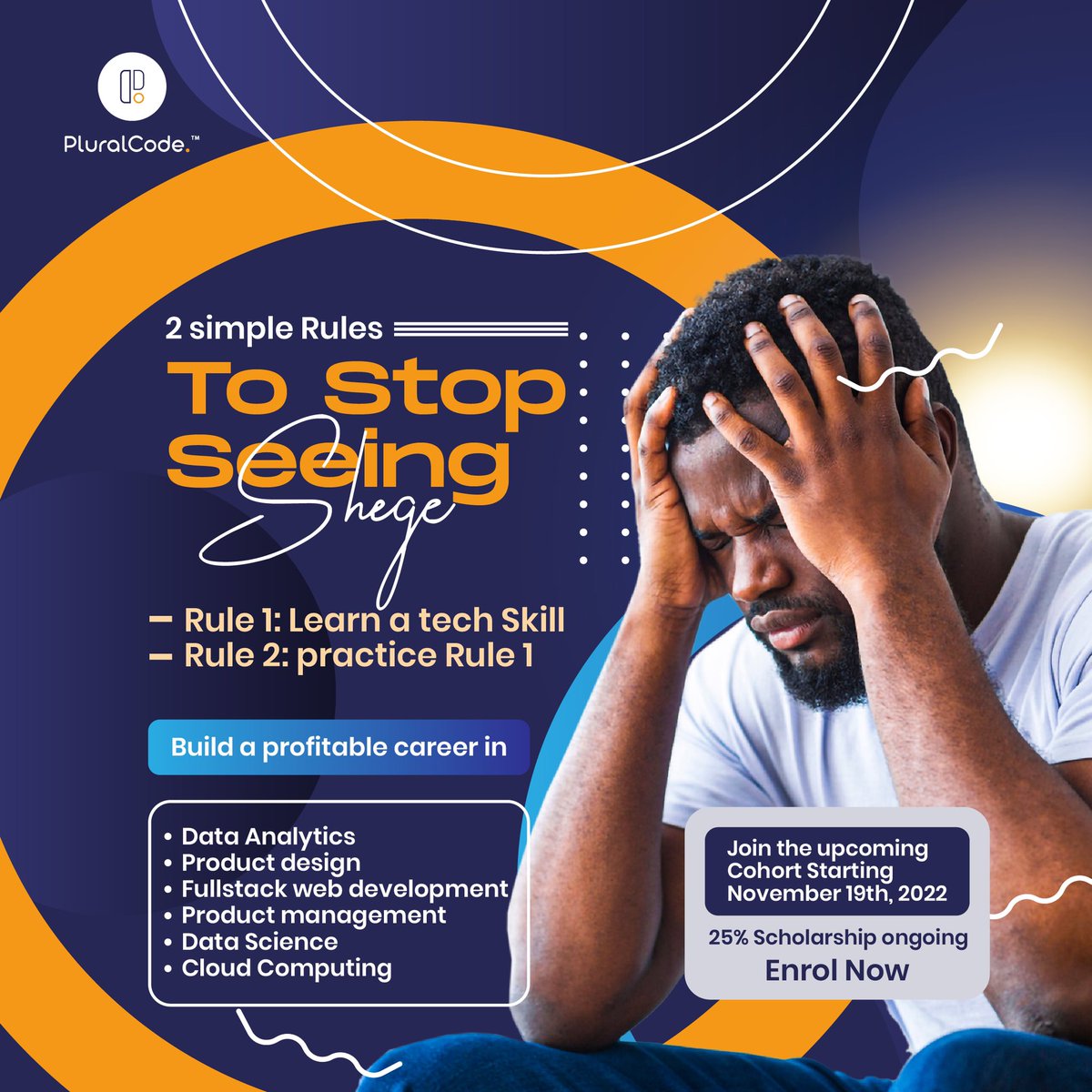 pluralcode's tweet photo. Seeing Shege in these times is relative depending on how you handle it. Learn a tech skill, become a professional, build a profitable career. Best believe you’re bidding Shege bye bye😁😁.
Enrol Now.
.
.
#pluralcode #technology #masterclass #tech #pluralcodeacademy https://t.co/8CuHoHHUta