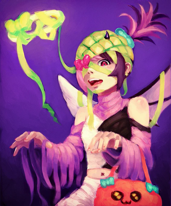 ハッピーハロウィン申し上げます。パイナップルのミイラになるぷっさんです。#絵 