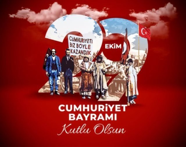 #29EkimCumhiyetBayramımız kutlu olsun. Kahraman Türk halkı 99 yıl önce bugün Cumhuriyeti kurdu ve bugüne kadar getirdi. Yüzlerce yıl daha devam etmesi dileğiyle... 🇹🇷🇹🇷🇹🇷