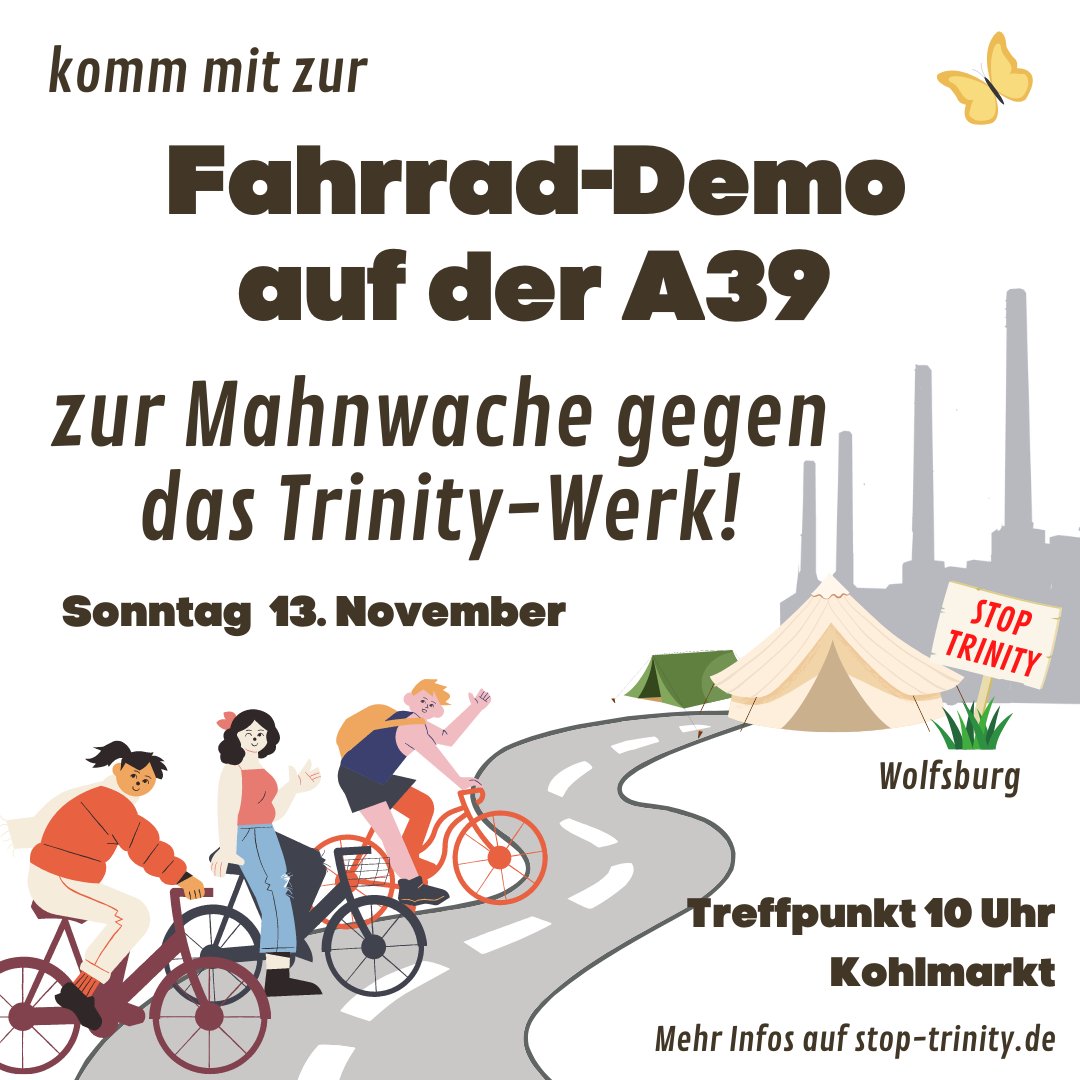 stop_trinity's tweet photo. Raddemo auf der A39!
"Die Autobahn [die A39 ist] auch für Volkswagen und das neue Trinity-Werk eine zentrale Verkehrsanbindung.“  Dennis Weilmann, Oberbürgermeister Stadt Wolfsburg
Dass die A39 vor Allem der Anbindung von Volkswagen nach Norden dient, ist ja schon lange klar. https://t.co/4Ig8nMwAKH