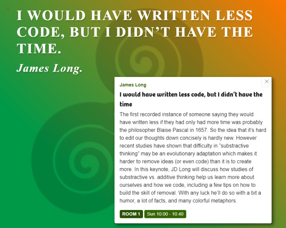 PythonIreland's tweet photo. James Long kicks off our Sunday morning with his keynote: "I would have written less code, but I didnโt have the time."
Join us for PyCon Ireland 12-13th Nov.
Tickets: https://t.co/KMLrQWnY4g
#PyConIe #PyConIe22 #Python #PyCon #Automation https://t.co/Zl9bBhr7Ww
