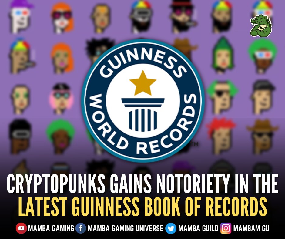 mambaguild's tweet photo. Crypto features in Guinness World Record for the first time!

Join Our Community:
Discord: https://t.co/I9Ahs9VGaY
Twitch: https://t.co/65iuvVEdhO
Youtube: https://t.co/vHrE4mv7gi https://t.co/3MLsQULi3U