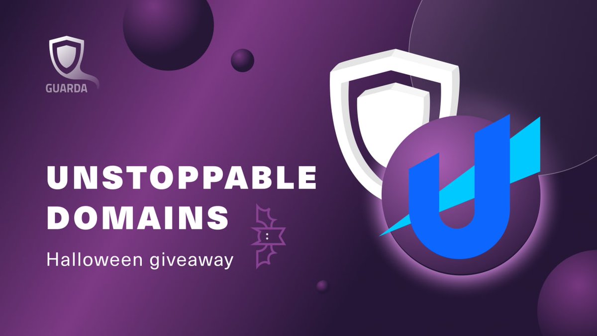 GuardaWallet's tweet photo. 🎃 Unstoppable Domains Halloween Giveaway 🎃

3 X $50 domain credit

Rules:
1️⃣ RT + Follow @unstoppableweb +@GuardaWallet
2️⃣ Get Guarda: https://t.co/3a07aZRGwq + share a screenshot
3️⃣ Comment your dream web3 domain 🚀

Winners announced: Nov 1st

T&amp;C: https://t.co/jrwMUbEqVM https://t.co/N3bxrhs1Tr
