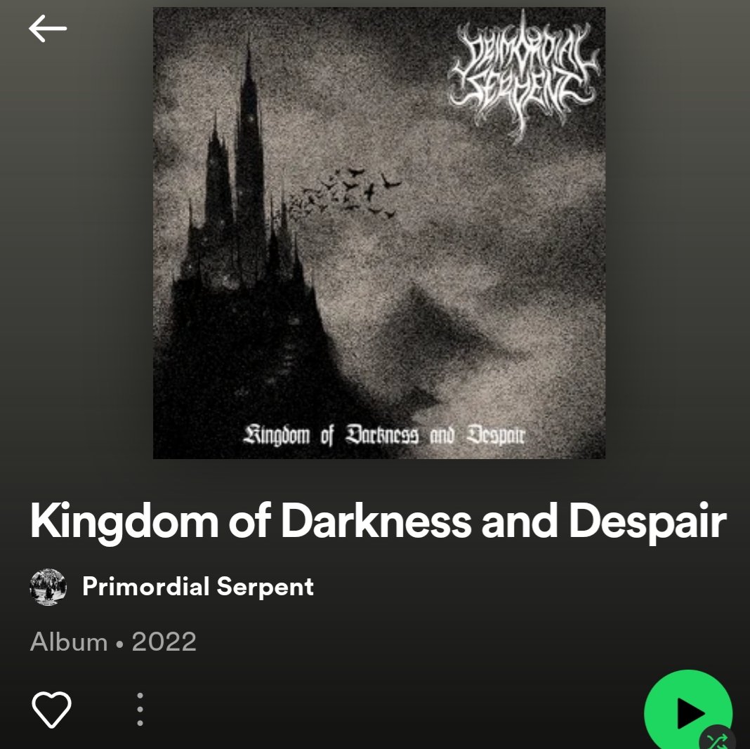 Kingdom of Darkness and Despair is now on Spotify #blackmetal  #oldschoolblackmetal #satanicblackmetal #rawblackmetal #melodicblackmetal open.spotify.com/album/7zV2i9tp…