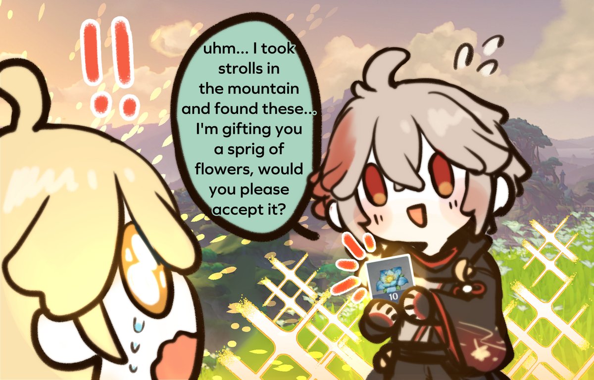 #原神 Happy birthday Kazuha! I will make a very good use of the flowers :') WTF man, Kingzuha give TEN flowers... its so many hahaha
