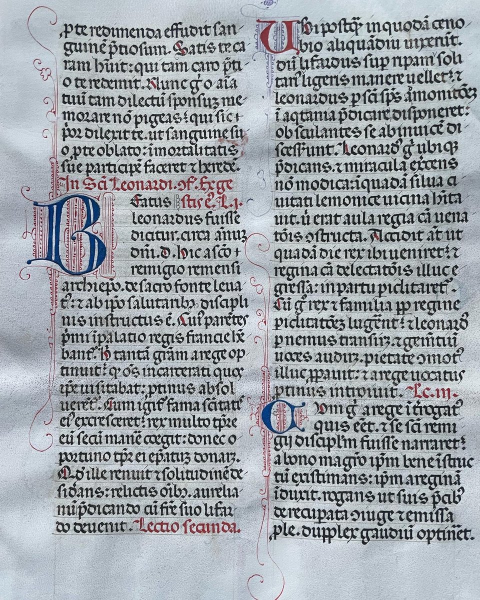 wilsberg's tweet photo. Jacobus de Voragine,
Legenda Aurea.
Handschrift auf Pergament, Italien ~1400.
Kapitel CLV.
Legende vom Hl. Leonhard.
#legenda #legendaaurea #jacobusdevoragine #manuskript #manuscript #handschrift #antiquariat #antiquariatsolder #lombarden #initialen #initials #kunsthandel https://t.co/93zTr6lNdy