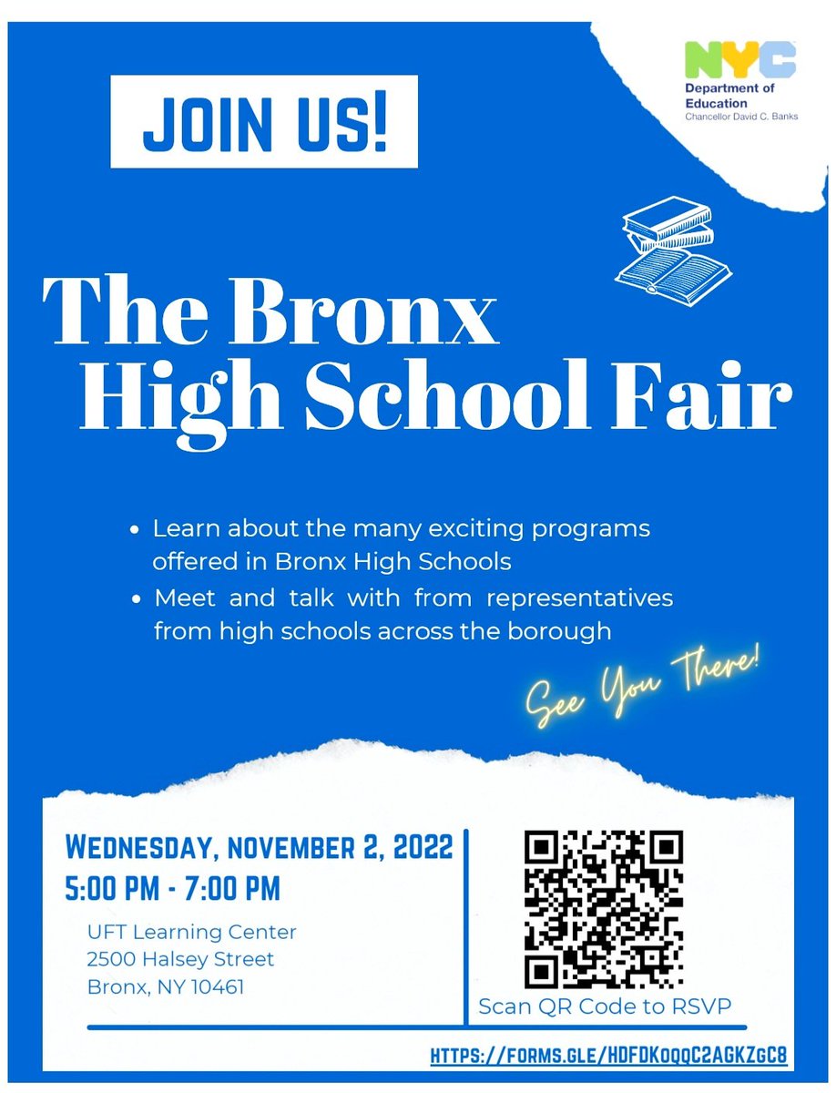 CSD9Bronx's tweet photo. Don't miss The Bonx HS Fair on Wednesday,  11/2 @ 5:00pm
@DOEChancellor https://t.co/wXKMzFtkYd