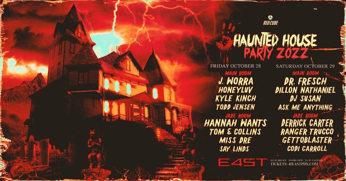 GettoblasterDJ's tweet photo. Tonight #Portland join us @GettoblasterDJ for “Haunted House” @RedCubePDX asking with the homies @DrFresch @DillonNathaniel @djsusanmusic #DerrickCarter @djrangertrucco and more!!! https://t.co/sxHzOZrY5N