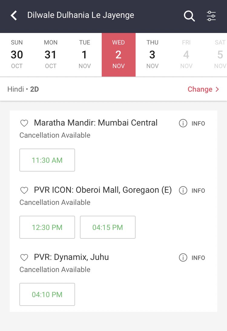 Mittermaniac's tweet photo. After the success with the Big B film fest, @_PVRCinemas is screening DDLJ in select properties on @iamsrk’s birthday. Wow 🤩 https://t.co/i69jZs4pq2