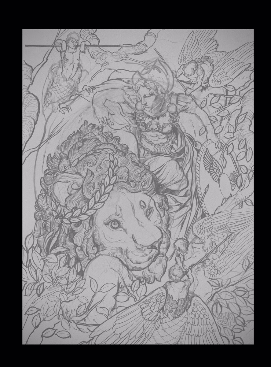 threethornedart's tweet photo. #Sketching stage finished on my #Lion / #Warrior / #FairyTail scene. I love #DnD and #fantasyart . I do a lot of horror, but as long as it’s #mystical in some way. I’m down
#WIP #drawing https://t.co/NNg09Q42d9