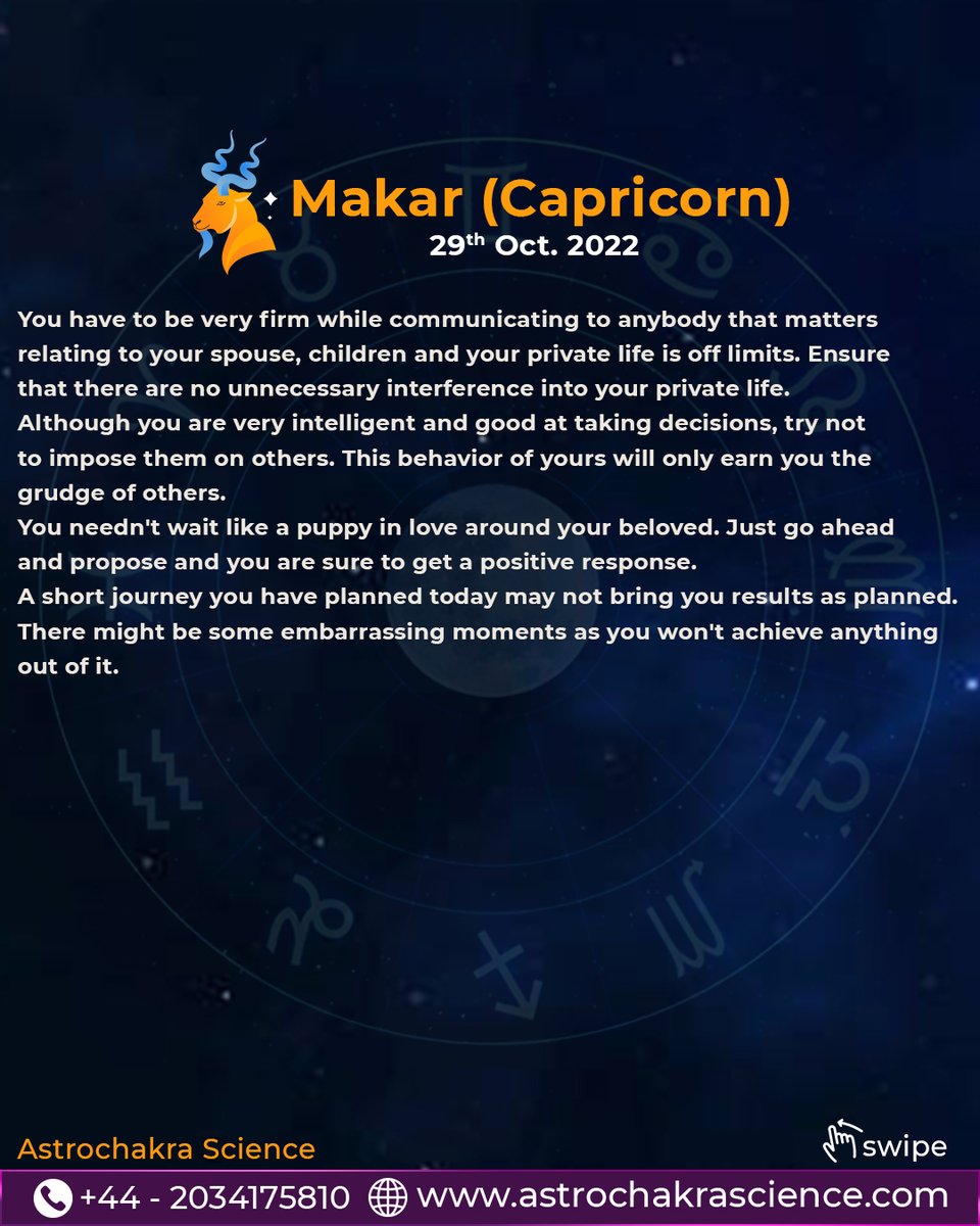 astrochakra_s's tweet photo. #dailyhoroscope for #Scorpio #saggitarius #Capricorn and #Aquarius 

#astrology #astrologyposts #zodiacsigns #astrochakrascience https://t.co/QEyC2HR4gw