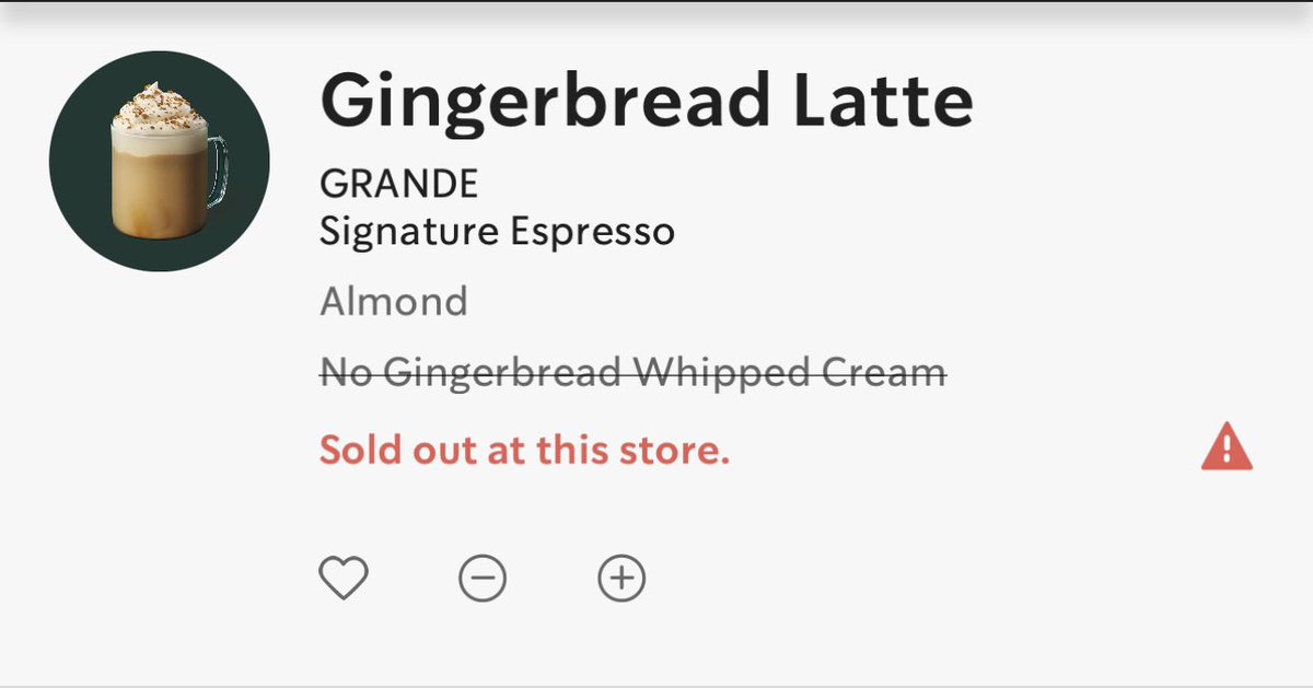 This one’s new. The store has run out of No Cream. I can’t order because they’ve run out of nothing <a href="/StarbucksUK/">Starbucks UK</a>