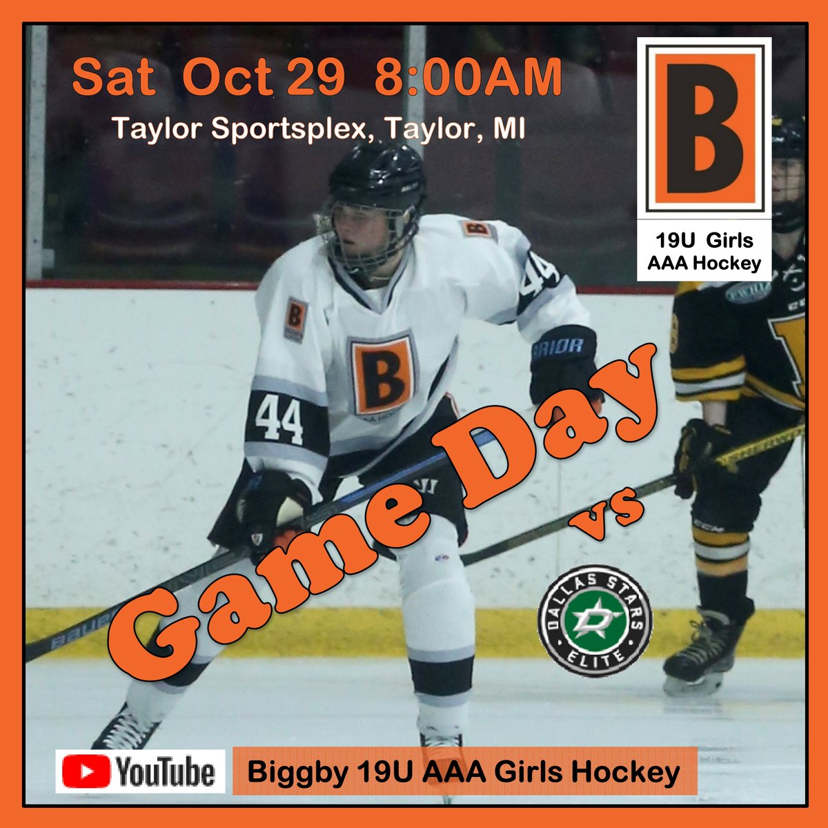 We start the action bright and early this morning against the <a href="/dsegirlshockey/">Dallas Stars Elite Girls</a> 19Us at the Two Nations College Prep Series.

<a href="/BiggbyAAAGirls/">Biggby AAA Girls Hockey</a>   

#orangevseverybody