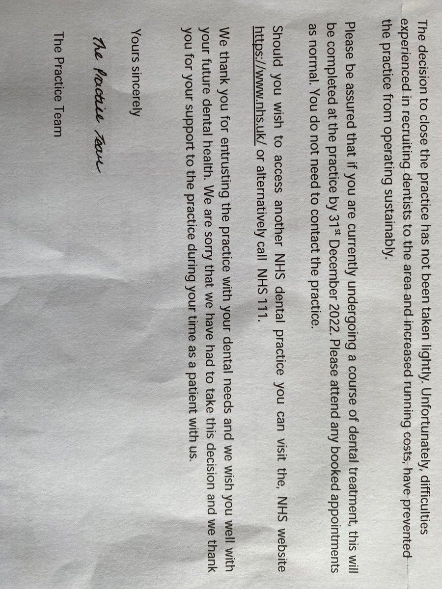 So not only is it impossible to get an appointment with my GP my dentist has ceased to operate too. Just awaiting the tax refund from the government 😊