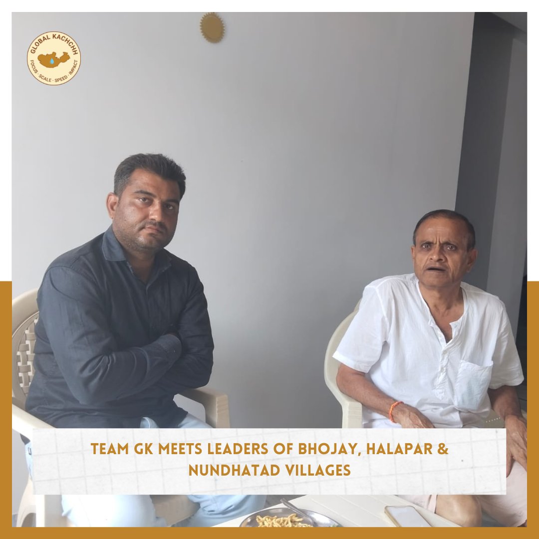 GlobalKachchh's tweet photo. Team GK met with the Leaders of Bhojay, Halapar &amp; Nundhatad Villages to invite them to the Jal Mahotsav Event.
 
Join us in our initiative!
 
Learn more about our movement at https://t.co/f3c8Haiooj
 
#GlobalKachchh #FocusScaleSpeedImpact #RuralEcologicalMovement https://t.co/F0EKS1r1OZ