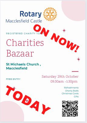 RCMaccCastle's tweet photo. Our Charities Bazaar is open and busy . Why not pop in out of the rain and take a look in St Michael’s Church until 1:30pm.
#macclesfield #prestbury #alderleyedge https://t.co/dyi8vdJbXF