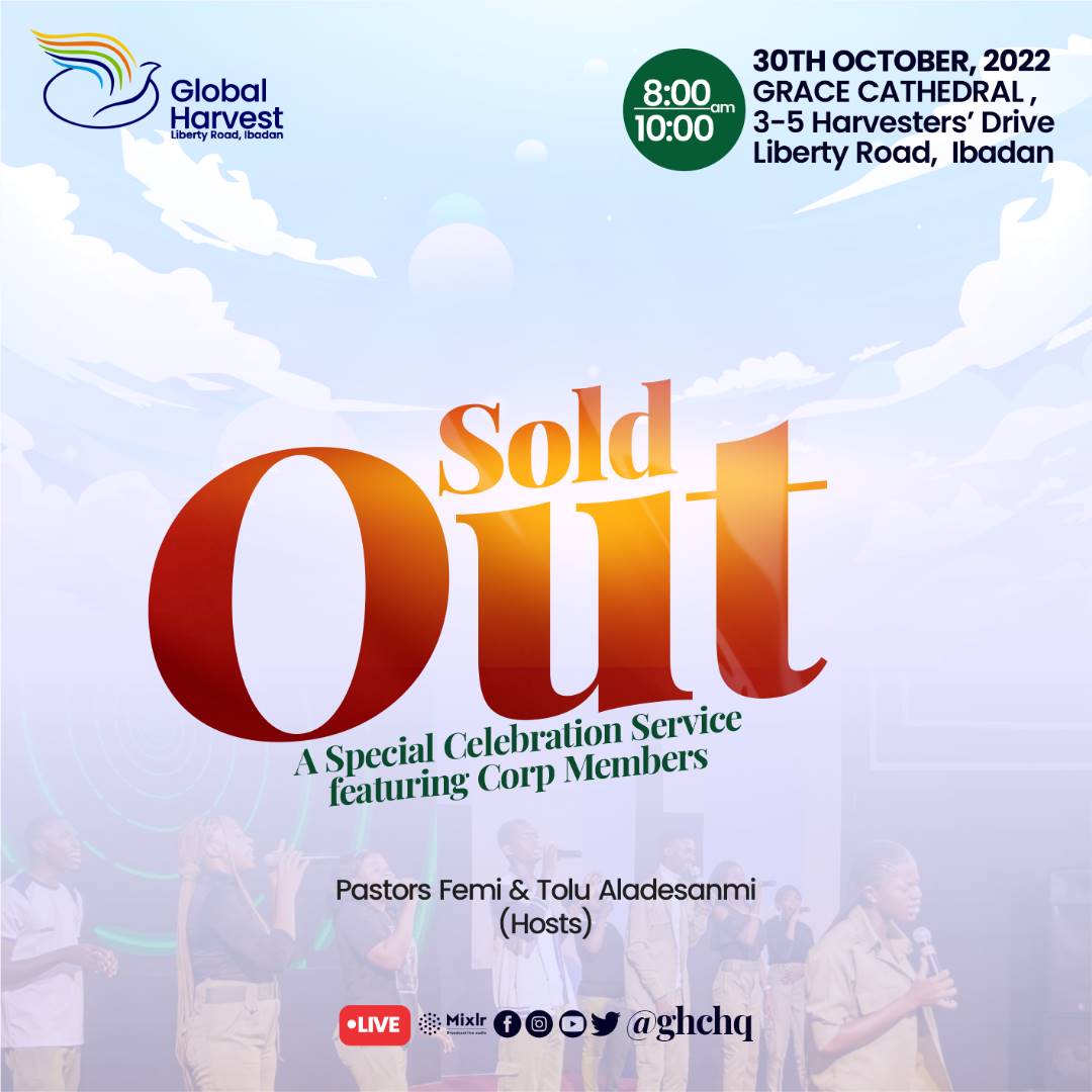 GHCHq's tweet image. Blessed people are kingdom-minded and sold out to the Kingdom mandate.

Get set for an unforgettable encounter at #SoldOut, our Special Celebration Service featuring the #CorpMembers.

Joining online? Connect live across all our digital platforms @GHCHQ
#ghchq #CelebrationService
