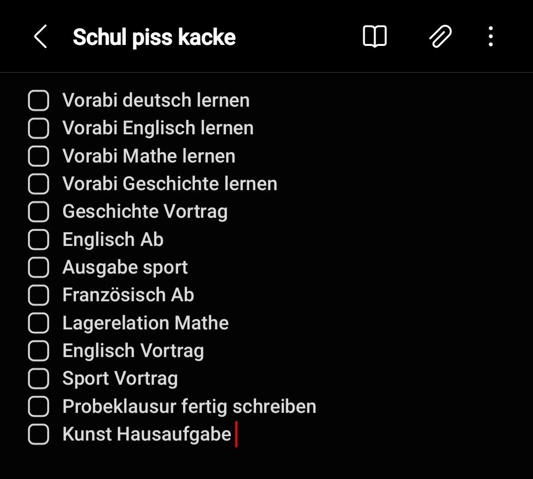 Cool was ich alles noch nächste Woche machen muss