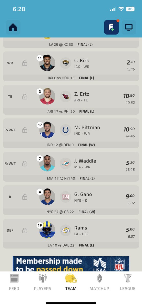 Joshua_Lee1's tweet photo. @NFLFantasy First set was my original team (first two) second set is my new team after trades did I end up building a better team? https://t.co/DZ3uEgORZ2