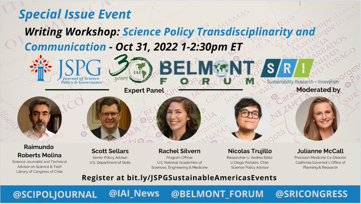 Evento sobre política científica el Lunes 31/10. Grandes invitades, en ENG/SPA y con un tremendo equipo de especialistas. Gracias <a href="/KimPortmess/">Kim Portmess</a> por tan generosa invitación! ☺️ <a href="/DiploCientifica/">Diplomacia Científica</a> @UCENopenScience @SAPEAnews <a href="/redfem_ccss/">Red Feminista de las Ciencias Sociales</a> <a href="/InvesAyH/">Investigadores AyH</a> <a href="/rairob/">rairob</a> @JMcCall_PhD <a href="/scottsellars/">Scott Sellars</a>